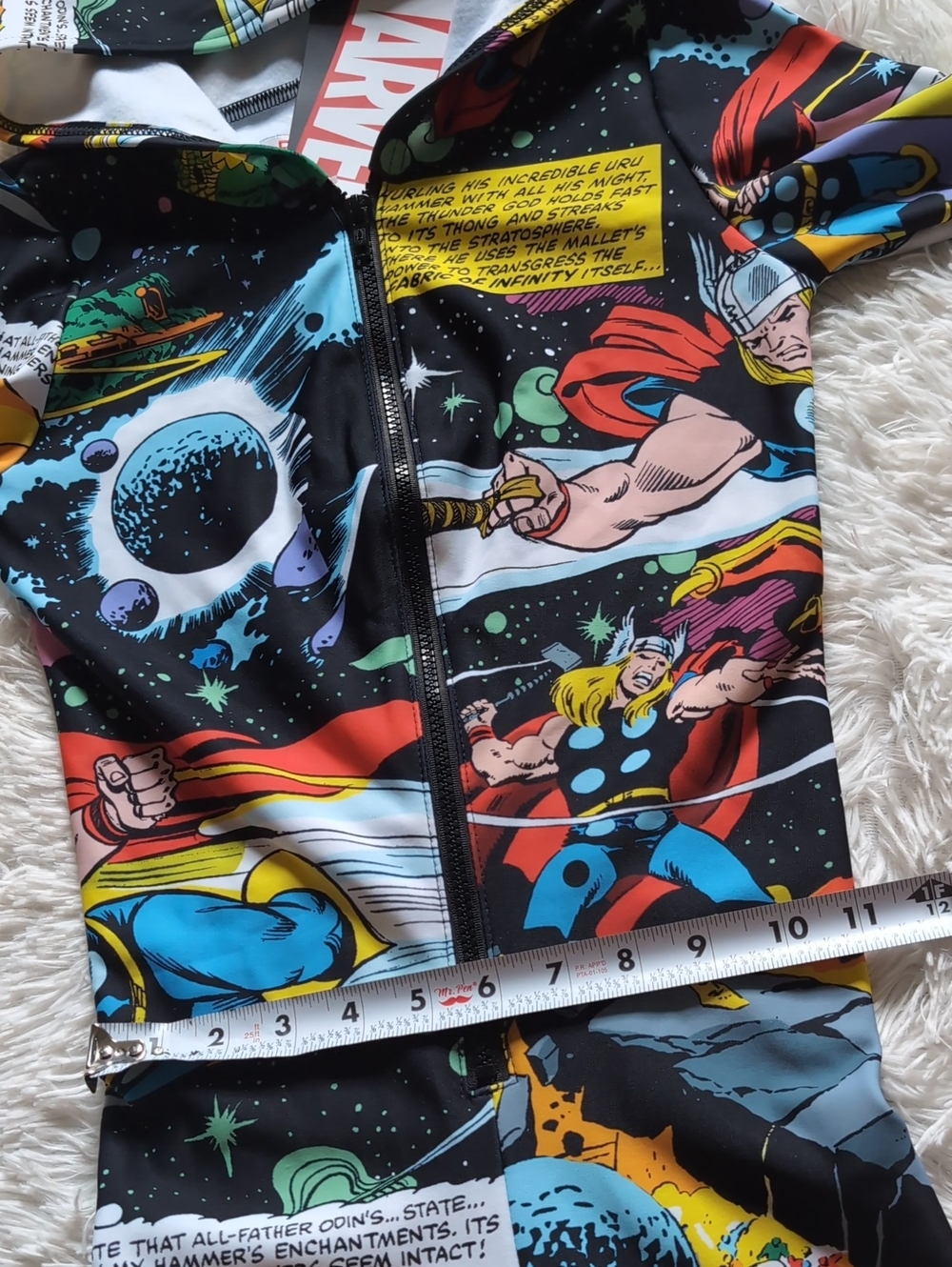 NWT Blackmilk Marvel Thor Rainbow Bridge Hooded Zip Jumpsuit Snugglesuit Small - Picture 14 of 16